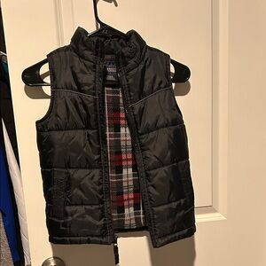 Black Puffer Vest with Plaid Lining